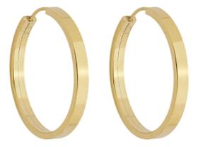 Brinco Chato Argola 17 Mm Em Ouro 18k 750 Amarelo