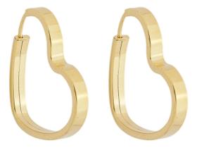 Brinco Chato Coração 12 Mm Em Ouro 18k 750 Amarelo