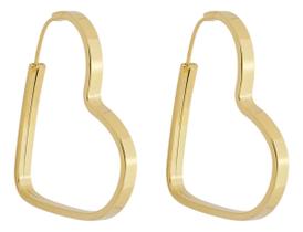Brinco Chato Coração 24 Mm Em Ouro 18k 750 Dourado Brinco Chato Coração 24 Mm Em Ouro 18k 750 Dourado