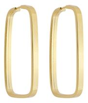 Brinco Chato Retangular 25 Mm Em Ouro 18k 750 Dourado