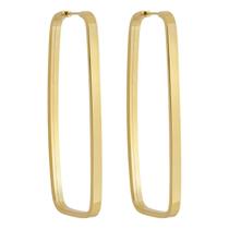 Brinco Chato Retangular 36 Mm Em Ouro 18k 750 Dourado Brinco Chato Retangular 36 Mm Em Ouro 18k 750 Dourado