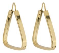 Brinco Chato Triangular 19 Mm Em Ouro 18k 750 Dourado Brinco Chato Triangular 19 Mm Em Ouro 18k 750 Dourado