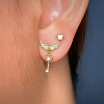 Brinco Chave Alada cravejada em micro zircônia