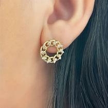 Brinco círculo corrente zircônias bijuteria Premium silver Brinco círculo corrente zircônias bijuteria Premium silver