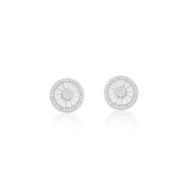 Brinco circulo ponto de luz cravejado 13mm - Banhado em prata 925