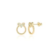Brinco circulo trançado com coração 13mm - Banhado em ouro 18k Brinco circulo trançado com coração 13mm - Banhado em ouro 18k