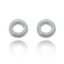 Brinco Círculo Vazado Pontilhado Prata 925