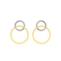 Brinco Círculos Cravejo Liso Folheado A Ouro Brinco Círculos Cravejo Liso Folheado A Ouro