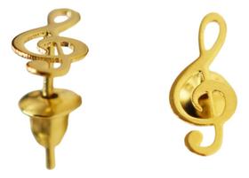 Brinco clave de sol Chapa Ouro 18k