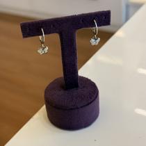 Brinco click borboleta com zircônia aço inox