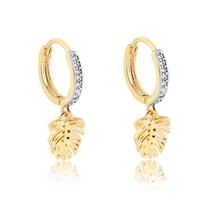 Brinco Click Com Folha Folheado A Ouro 18k Brinco Click Com Folha Folheado A Ouro 18k