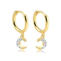 Brinco Click Com Lua Pedras De Zircônia Folheado A Ouro Brinco Click Com Lua Pedras De Zircônia Folheado A Ouro