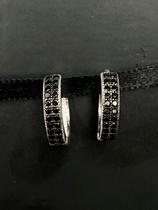 Brinco Click Cravejado Zircônias Pretas Prata 925 Brinco Click Cravejado Zircônias Pretas Prata 925