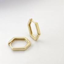 Brinco Click Hexagonal Banhado em Ouro 18K