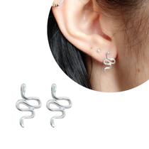 Brinco Cobra Cobrinha Prata 925 Delicado Minimalista Snake Serpente