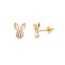 Brinco Coelhinho Brilhante de Zircônia Ouro 18K 23856 k060