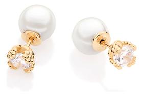 Brinco Com 2 Zircônias De 5mm E 2 Pérolas 525367 Brinco Com 2 Zircônias De 5mm E 2 Pérolas 525367