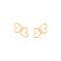 Brinco Com 4 Coracoes Vazados, (Par). - Rommanel Cor:Dourado Brinco Com 4 Coracoes Vazados, (Par). - Rommanel Cor:Dourado