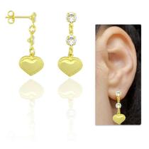 Brinco Com Coração E Pedras De Zircônia PRI Style Folheado A Ouro 18K Antialérgico BSPRI4034