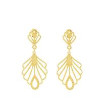 Brinco Com Detalhes Vados Lindo Folheado A Ouro18K