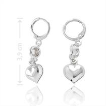 Brinco Com Fecho Tranqueta, Zircônia E Coração PRI Style Folheado A Prata Antialérgico Brinco Com Fecho Tranqueta, Zircônia E Coração PRI Style Folheado A Prata Antialérgico