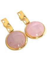 Brinco com pedra redonda natural brasileira pendente banhado a ouro 18k possebon