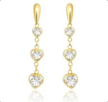 Brinco Com Pedras de Zircônias Ouro 18K