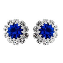 Brinco Com Strass Azul Safira PRI Style Folheado A Prata Antialérgico BSPRI2591 P