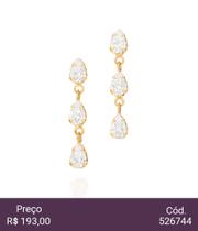 Brinco com zircônias gotas folheado a ouro Brinco com zircônias gotas folheado a ouro
