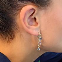 Brinco Comprido com Pedras Coloridas Semi Joia Banhado Ouro 18k