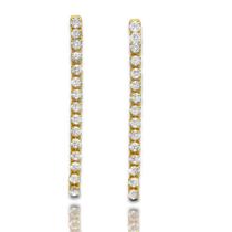 Brinco Comprido Zircônias Cravejadas Banhado a Ouro 18K