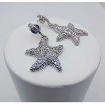 Brinco concha cravejado com micro zircônia banhado a rhodium