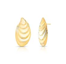 Brinco concha grande liso banhado a ouro