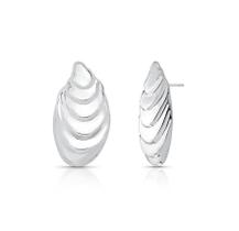 Brinco Concha Grande Liso Banhado a Ródio Branco - Semijoias Brinco Concha Grande Liso Banhado a Ródio Branco - Semijoias