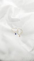 Brinco Coração 1.9cm e Par Pingente Zircônia Azul e Rosa Ouro 18k.