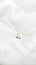 Brinco Coração 1.9cm e Par Pingente Zircônia Azul Ouro 18k.