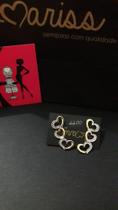 Brinco coração 3 em 1 folheado a ouro 18k c/ micro zircônia Brinco coração 3 em 1 folheado a ouro 18k c/ micro zircônia