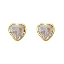 Brinco Coração 5 mm com Zircônia em Ouro 18k