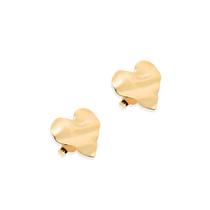 Brinco Coração Amassado Banhado a Ouro 18K Freesia