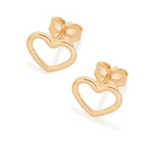 Brinco Coração Banhado a Ouro 18k Feminino Dourado Pequeno Brinco Coração Banhado a Ouro 18k Feminino Dourado Pequeno