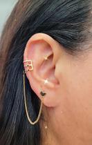 Brinco coração com piercing de pressão folheado a ouro ROMMANEL 527073