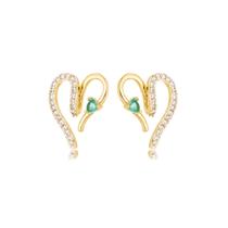 Brinco Coração Com Zirconia Banhado a Ouro 18k