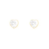 Brinco Coração com Zircônia White em Ouro 18K - AU13810 - BRUNA TESSARO JOIAS