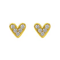 Brinco Coração Com Zircônias Banhado A Ouro 18k