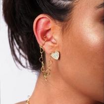 Brinco coração crav. zirc. c/ corrente Brinco coração crav. zirc. c/ corrente