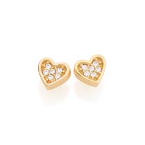 Brinco Coracao Cravejado Por 12 Zirconias De 1Mm. - Rommanel Cor:Dourado