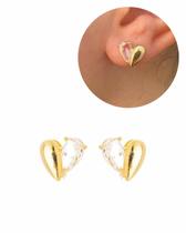 Brinco Coração Cristal Antialérgico Ouro18k Prata925 Com Garantia