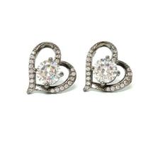 Brinco Coração cristal ródio negro