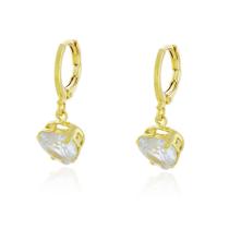 Brinco Coração de Cristal Via - Banho Ouro 18K Brinco Coração de Cristal Via - Banho Ouro 18K