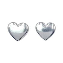 Brinco coração de prata liso - Prata 925